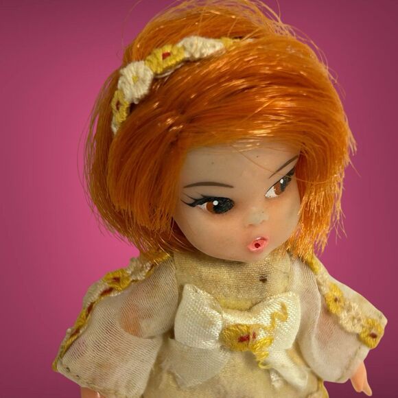 Vintage 1967 Hasbro 4” Dolly Darling Honey #8533 With Dress And Headband - Picture 5 of 16